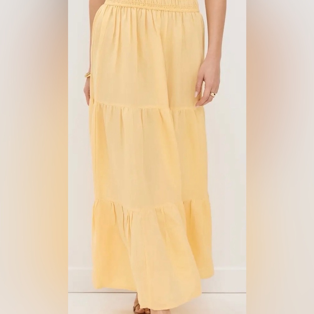 THE WOLF GANG OSTIA SHIRRED MAXI DRESS IN BUTTER•Size Small - Picture 4 of 6